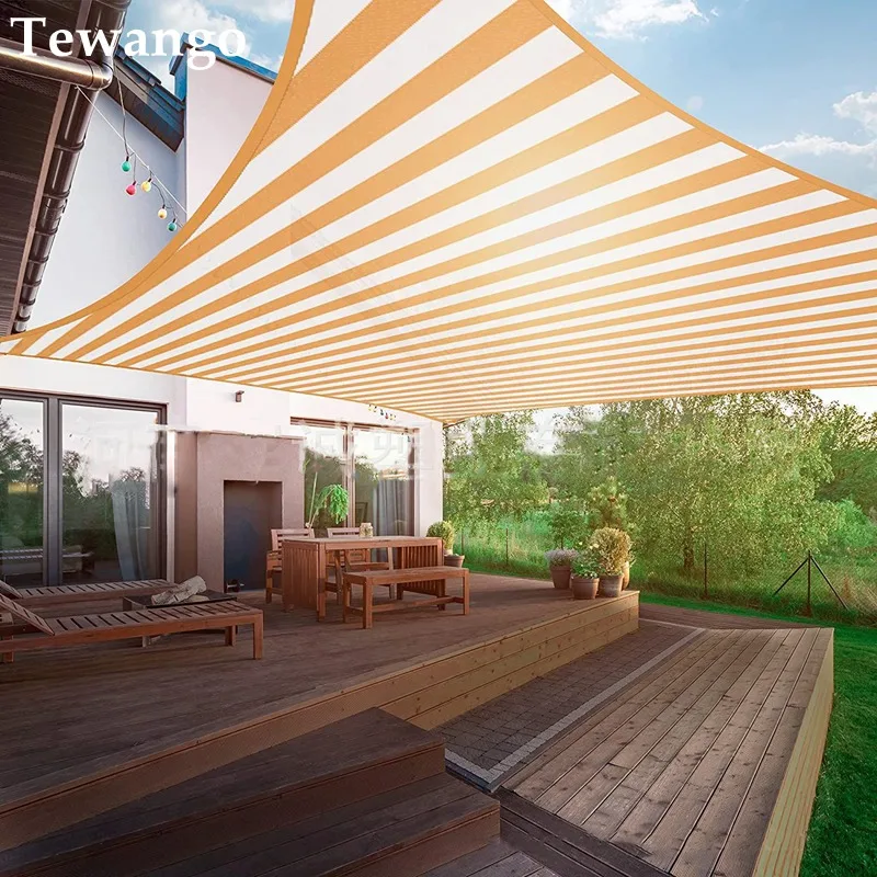 80% Shading Yellow White Stripe HDPE Fabric Anti-UV Pergola Sun Shade Sails Home Garden Swimming Pool Sun Shelter Sunshade Net