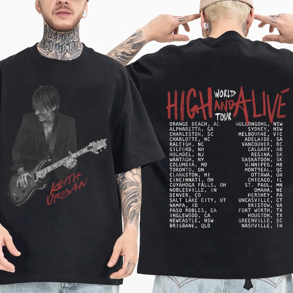 2025 Keith-urban High and Alive Tour T-shirt Harajuku col rond chemise décontractée cadeau