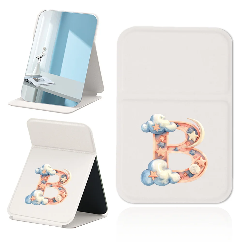 Tragbarer tragbarer Mini-Make-up-Spiegel, minimalistische Mode, kosmetisches Werkzeug, Desktop-tragbarer Taschenspiegel, glitzerndes Wolkenmuster