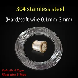 1-10m Standard 304 Stainless Steel Strand Medium Hard fine Wire Soft Single Wire0.1/0.2/0.3/0.4/0.5/0.6/0.7/0.8/1/1.5/2mm