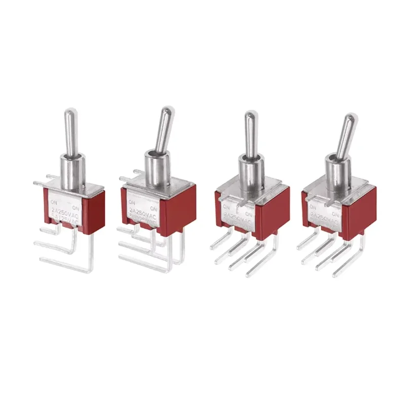 20PCS MTS Series Right Angle PCB Toggle Switch 3Pin 6Pin SPDT ON-ON Side Bend Mini Control Switch 2A-10A