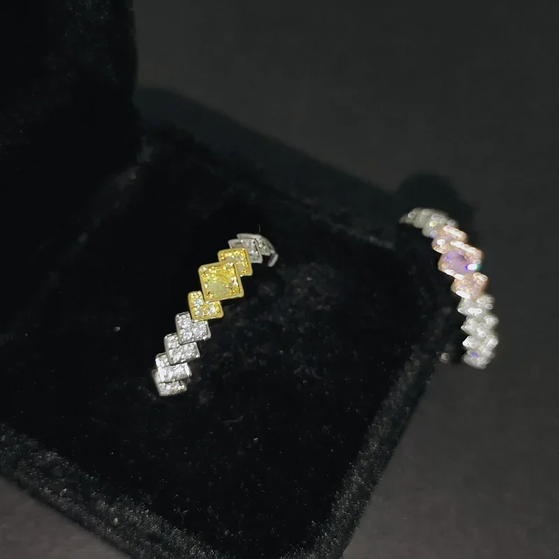 

MDL Moissanit1 Стиль Оригинальная ниша Европа и США Металлическое женское кольцо в стиле панк с покрытием из 18-каратного циркония с инкрустацией