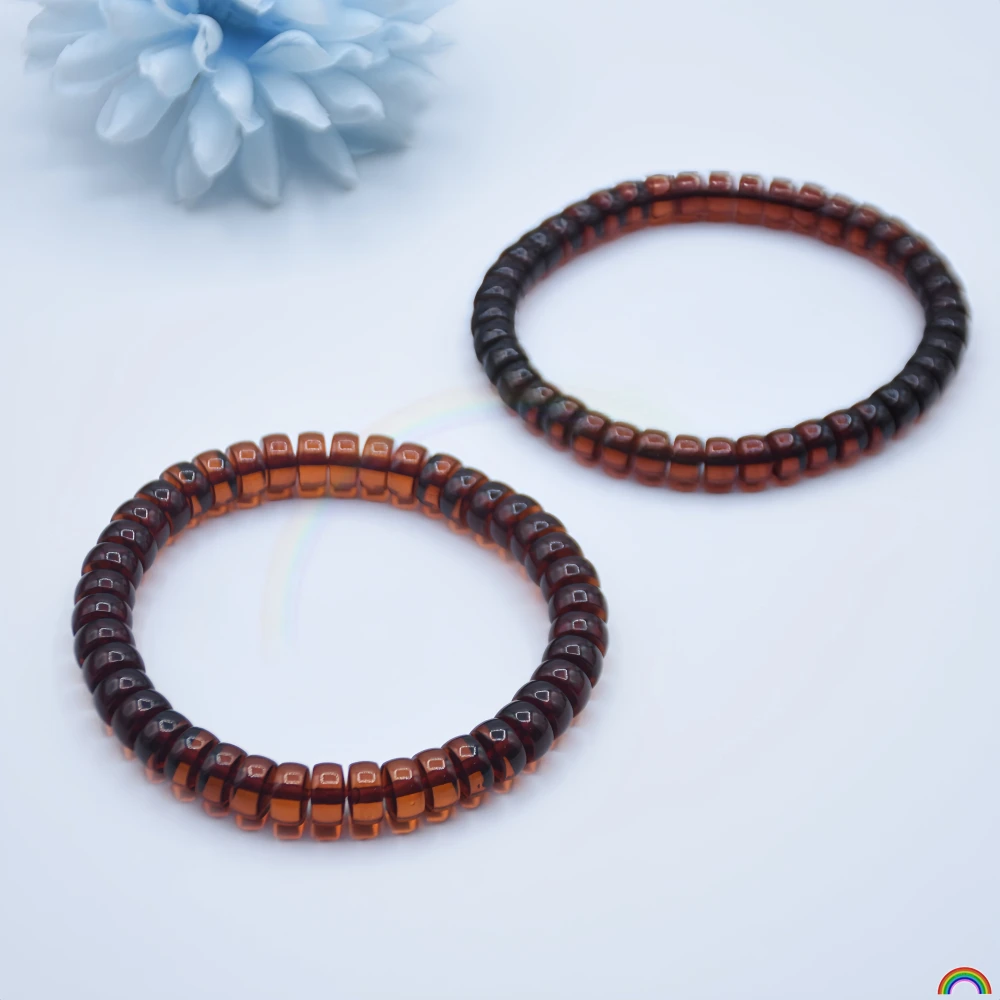 

Natural amber blood amber bracelet, straight-cut wheel bead, spacer type, single-loop bracelet, Rwbuy