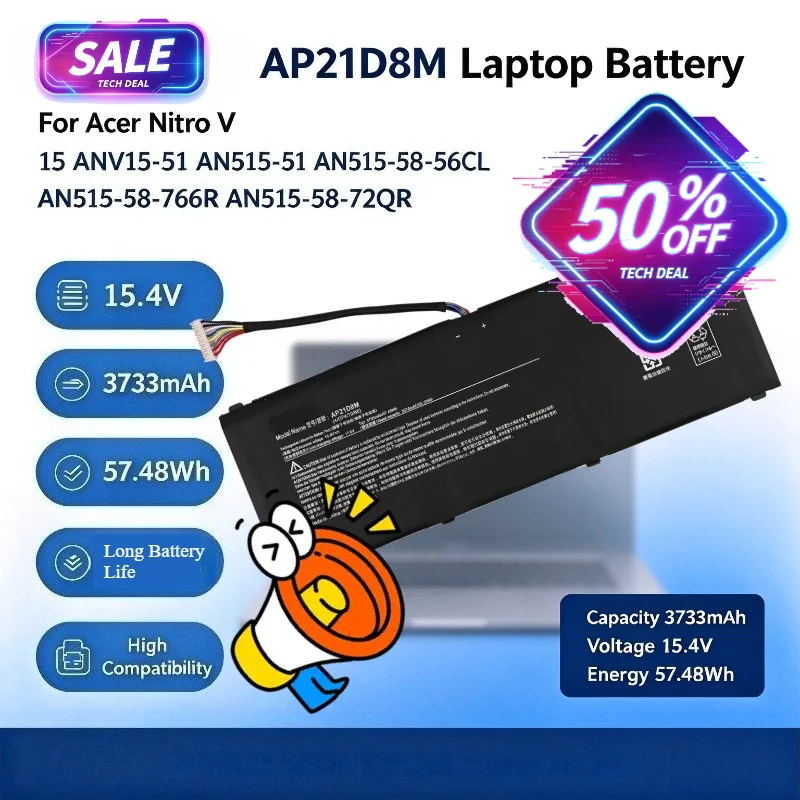 AP21D8M Laptop Battery For Acer Nitro V 15 ANV15-51 AN515-58-56CL AN515-58-766R AN515-58-72QR Replacement Notebook Battery