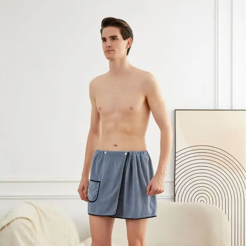 Quick Drying Bath Skirt Elastic Waist with Pockets Lightweight Skin-Friendly Bath Wrap for Adult Spa Hotel Travel Shower Use