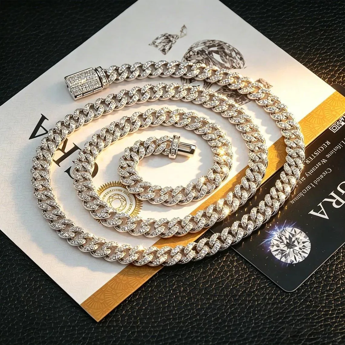 925 Silver .Men's Plated Moissanite Cuban Link Chain Necklace Hiphop Style Everyday Wear Moissanite Diamond Cuban Link Necklace
