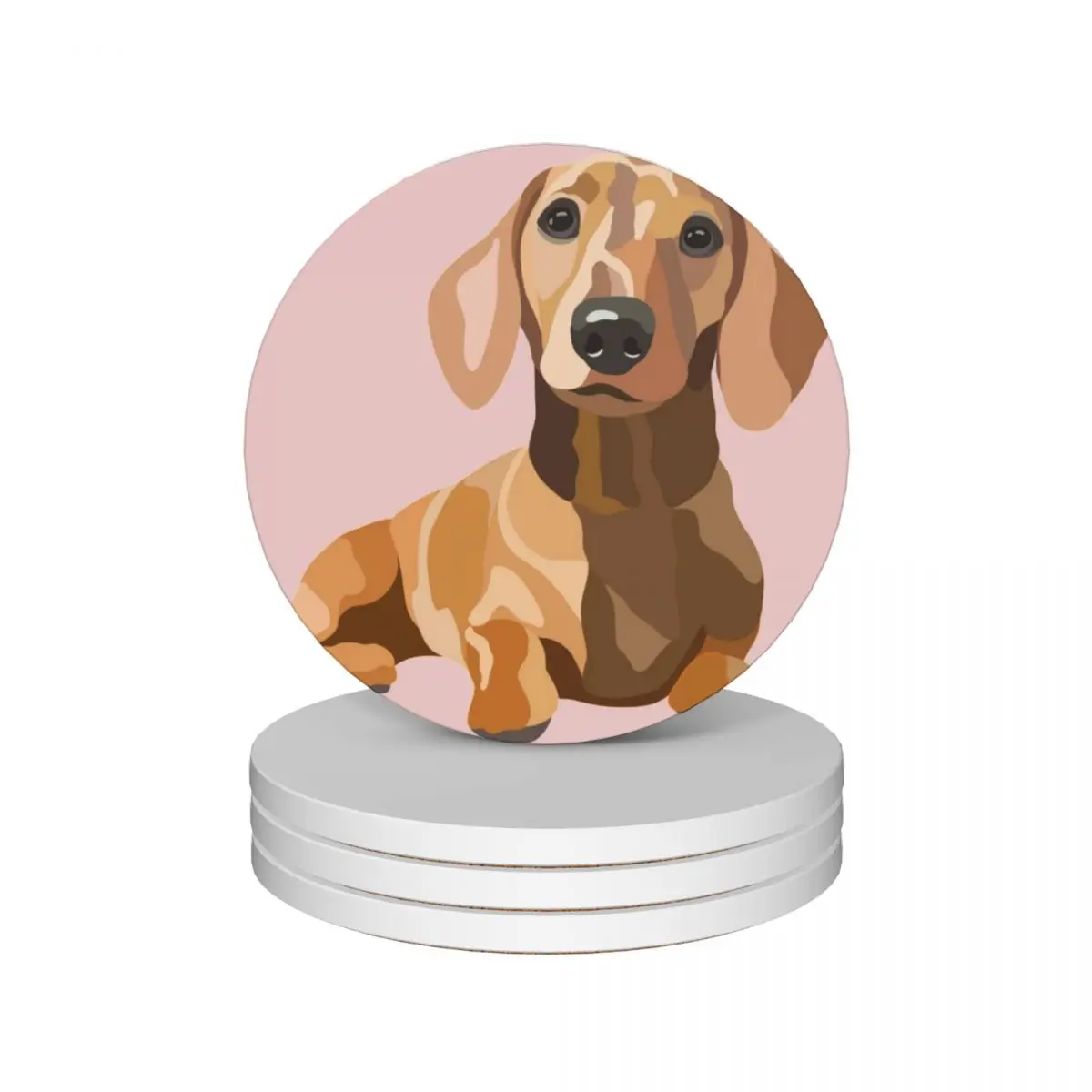 

Miniature Dachshund Dog Portrait Digital Illustration Ceramic Coasters (Set of 4) customized for drinks set Coasters