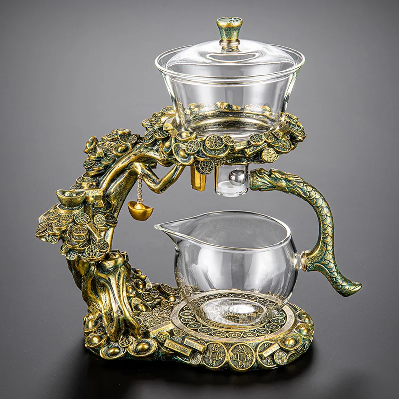 High Borosilicate Glass Automatic Teaware Sets for Office and Home Use One Click Filter Tea Pot Business Gift Lazy Tea Set