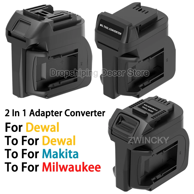 

2 in 1 Battery Adapter Converter for Dewal 18V Battery, to for Makita/Dewal/Milwaukee 18V Cordless Power Tool Longer Working
