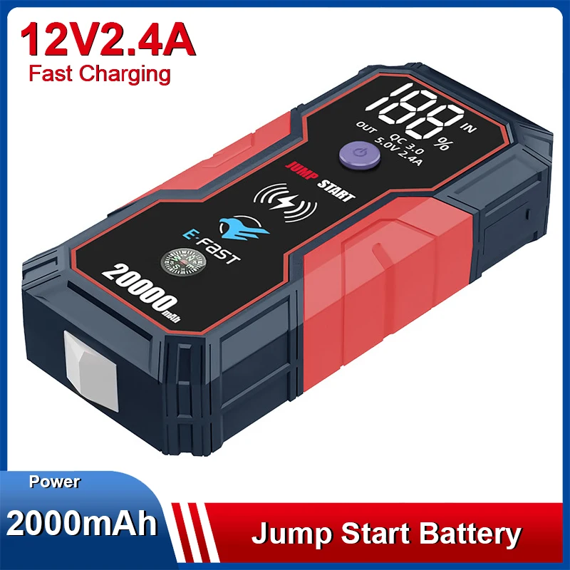 

Car Jump Starter Battery Boost Start Charger Emergency 20000mAh Power Bank 800A 12V Car Starter Device Phone Wireless Charging