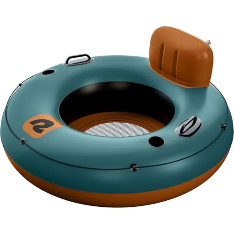 

Siesta Float Inflatable River Tube Heavy-Duty Water Float w/Backrest and Cup Holders 300 lbs Repair Kit Pool, Lake and River
