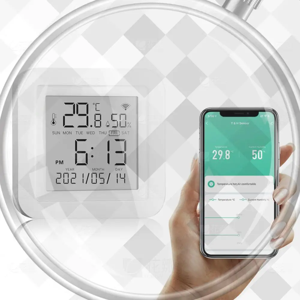 

Датчик температуры и влажности Wi-Fi с управлением через приложение, умный термометр-гигрометр для домашней автоматизации