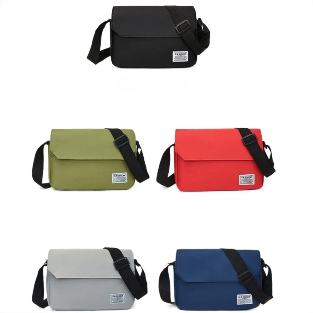 حقيبة ساعي البريد للرجال بلون سادة، حزام قابل للتعديل، حقيبة كتف نايلون بسيطة، سعة كبيرة، متعددة الجيوب، حقيبة كروس رياضية #6