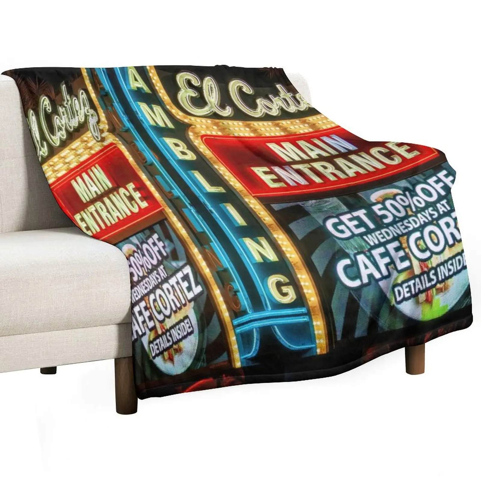 El Cortez Casino Neon Sign at night, Las Vegas Throw Blanket Vintage christmas gifts Blankets