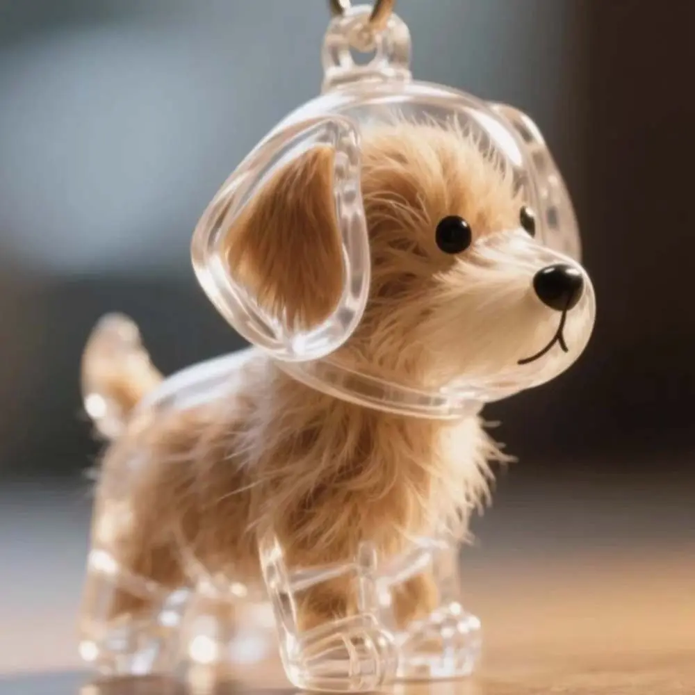 Hanging Decor Dog Shape Dog Hair Storage Box Transparent Hair Grooming Pet Hair Keychain Acrylic Keyring Puppy Pendants Backpack