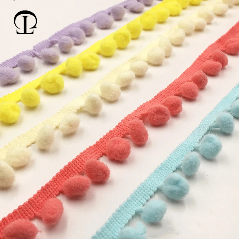 20yards/lot little ball lace Ribbon tassel cotton tassels trimming fringes DIY for sewing bed sheet clothes curtains decoration