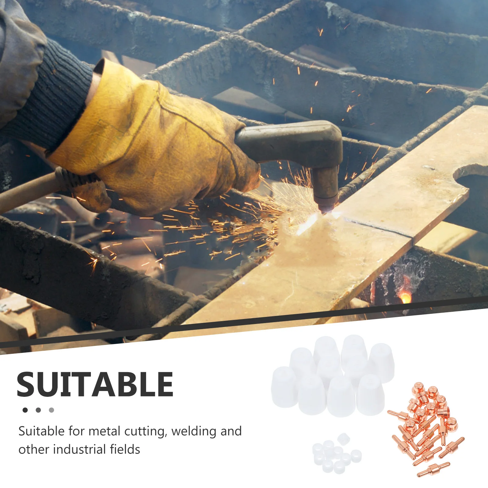 Kit de accesorios de corte por Plasma, 40 Uds., cubierta protectora de boquilla Lg40, juego de difusor para consumibles de cortador de Plasma de alta temperatura