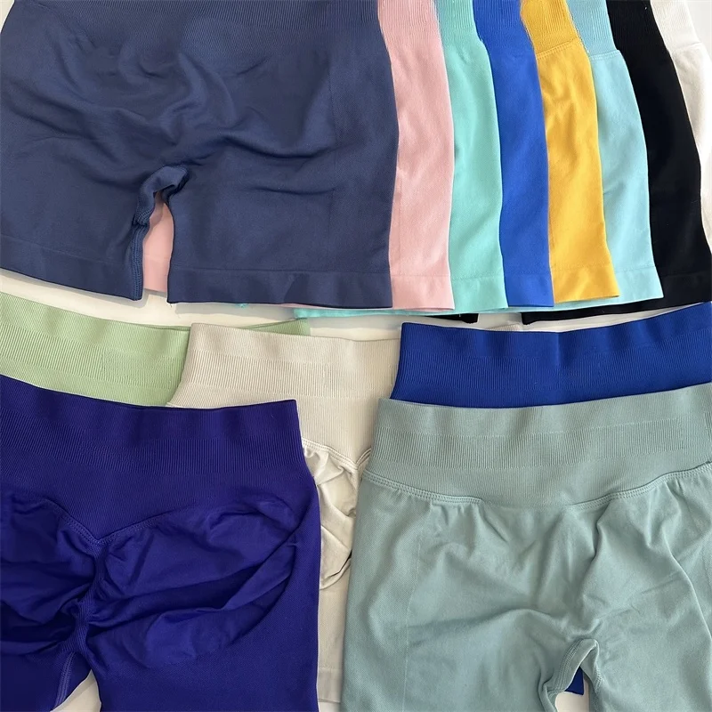 Shorts de yoga à bande de lit, 4.5 pouces, sans couture, Flex Scrunch Bum, entraînement, gym, butin de yoga, pantalons courts de course