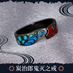 Demon Slayer  Kamamon Tanjiro Ring Female Jewelry Gift Anime Inspired Open Band Ring Adjustable Cosplay Kimetsu No Yaiba Jewelry