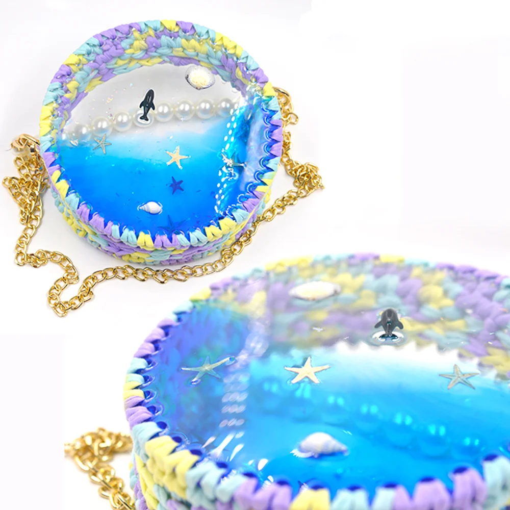 DM377 borsa a tracolla singola per maglieria a mano in resina epossidica con stampo in Silicone rotondo per materiale fai da te