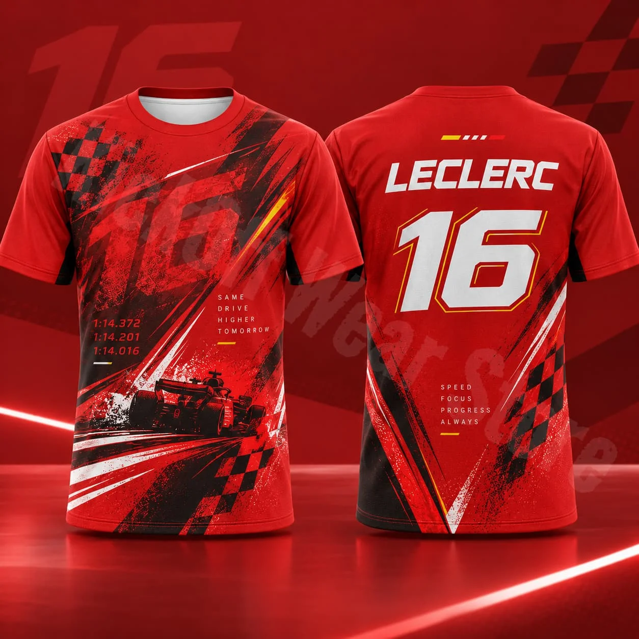 Leclerc 16 Herren-T-Shirt, Sommer-Rennsport-Grafik-T-Shirt, Speed-Style, lässige Streetwear, Motorsport-Fan-Shirt, Unisex, Herren, Damen, Geschenk – Detail 5