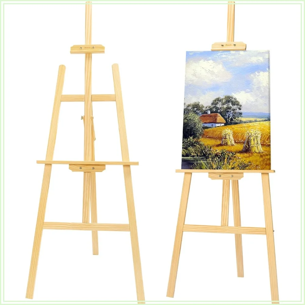 

45" Adjustable Height Folding Wooden Easel for Painting, Drawing, Wedding Signs & Posters, Ideal for Artists, Beginners & Students