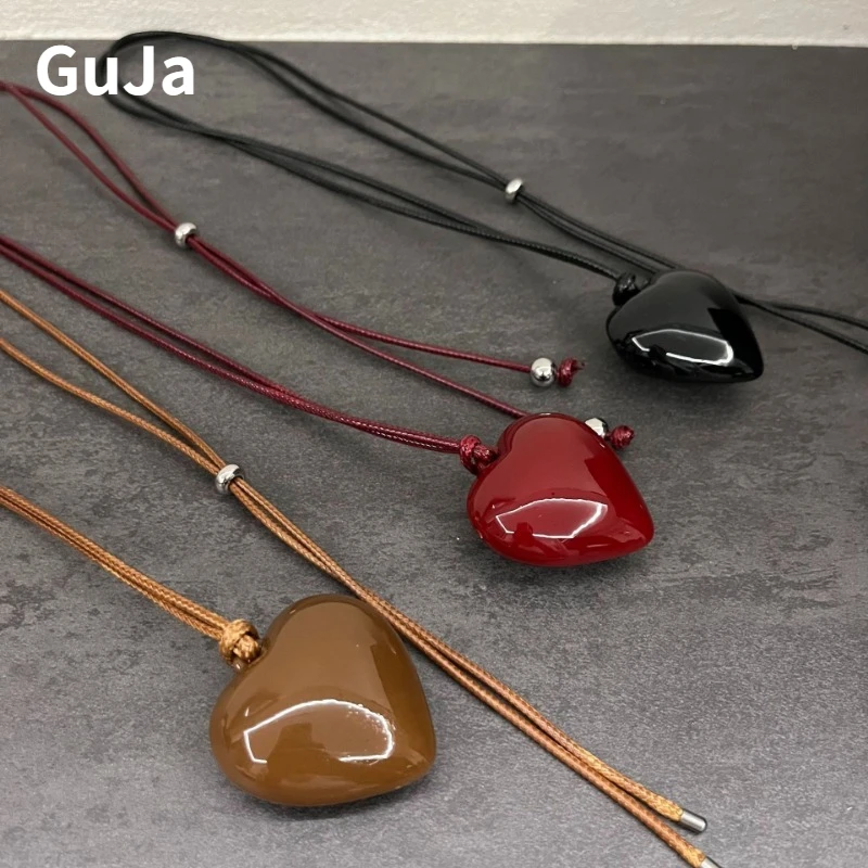 

Fashion Jewelry Sweet Korean Temperament Heart Pendant Necklace For Women Female Gifts Simply Design Accessories Hot Sale