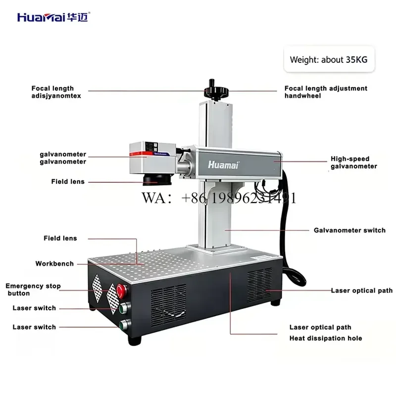 Wmwmnu for Raycus 50W Desktop Mini Fiber Marking 20W-30W MAX Engraver for PVC Plastic Stainless Steel