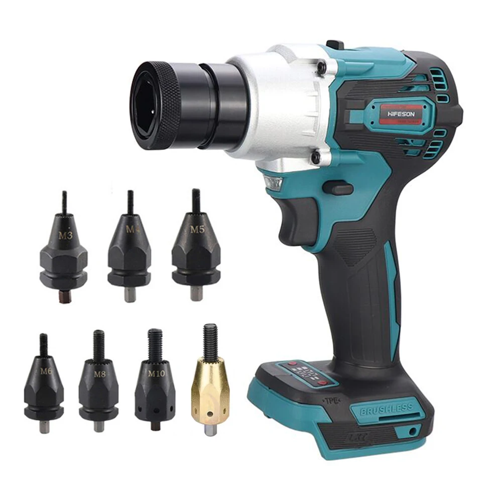 Riveting Tool Brushless Riveting Gun Powerful Electric Rivet Nut Machine Kit with Riveter Heads Automatic Electric Riveter Set