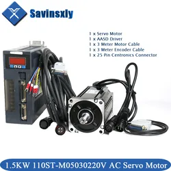 220V 1.5KW 110ST-M05030 ac Servo motor 1500W 3000RPM 5N.M Servomor Single-Phase AC drive permanent magnet Matched Driver AASD30.