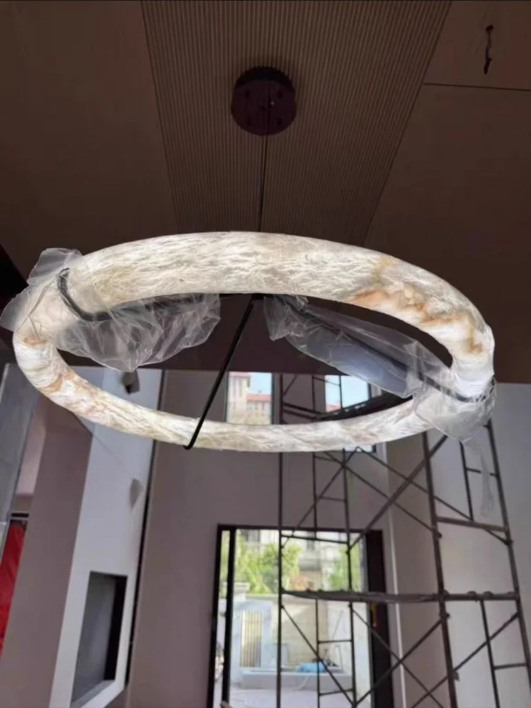 

Modern Spanish Marble Chandelier For Kitchen Table Dining Living Room Bedroom Luxury Design Height-adjustable Round Hanging Lamp