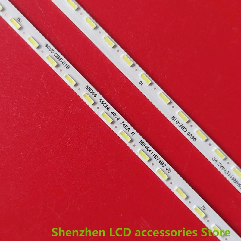 شريط إضاءة خلفية ليد لـ TCL ، 55S515-B ، 55C68 ، 55Q680 ، 55C66 ، 55C6 ، 55S515 ، 55C66-74ea-4014-L ، 4C-LB5574-HR03 ، 74LED ، 3V