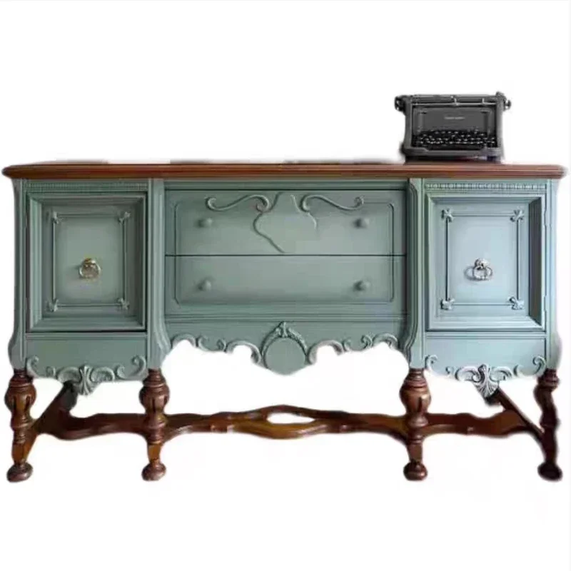

Retro solid wood dining side cabinet against the wall integrated porch storage rack