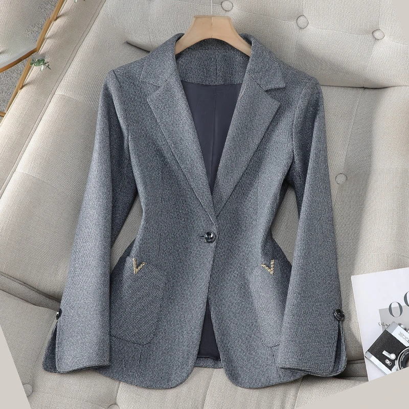 ZJYT Elegant Office Lady One Button Blazers for Womens 2024 Korean Style All Matched Jackets Female Autumn Coats Outerwears