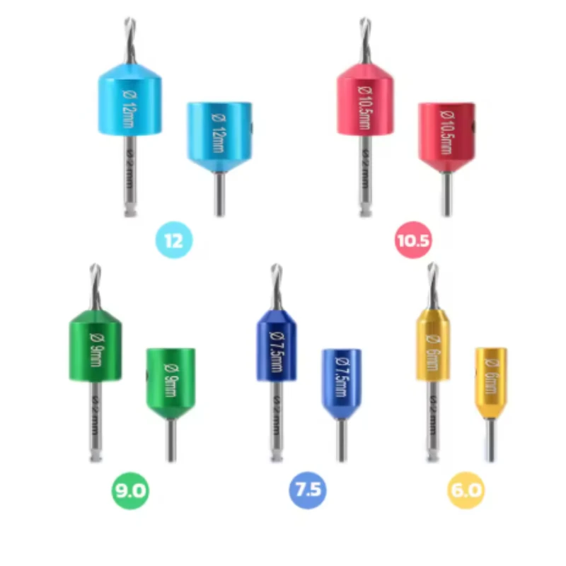 10PCS/set Dental Imported Implant Guided Positioning Drill Titanium for Interdental Measurement with Bone Drill Dental Tool