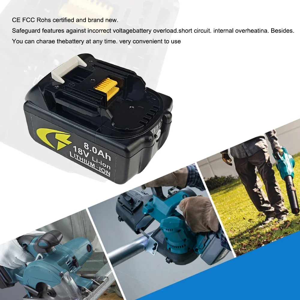 

for Makita 18V 8000mAH Battery BL1830B BL1850B BL1850 BL1840 BL1860 BL1815 Replacement Lithium Battery