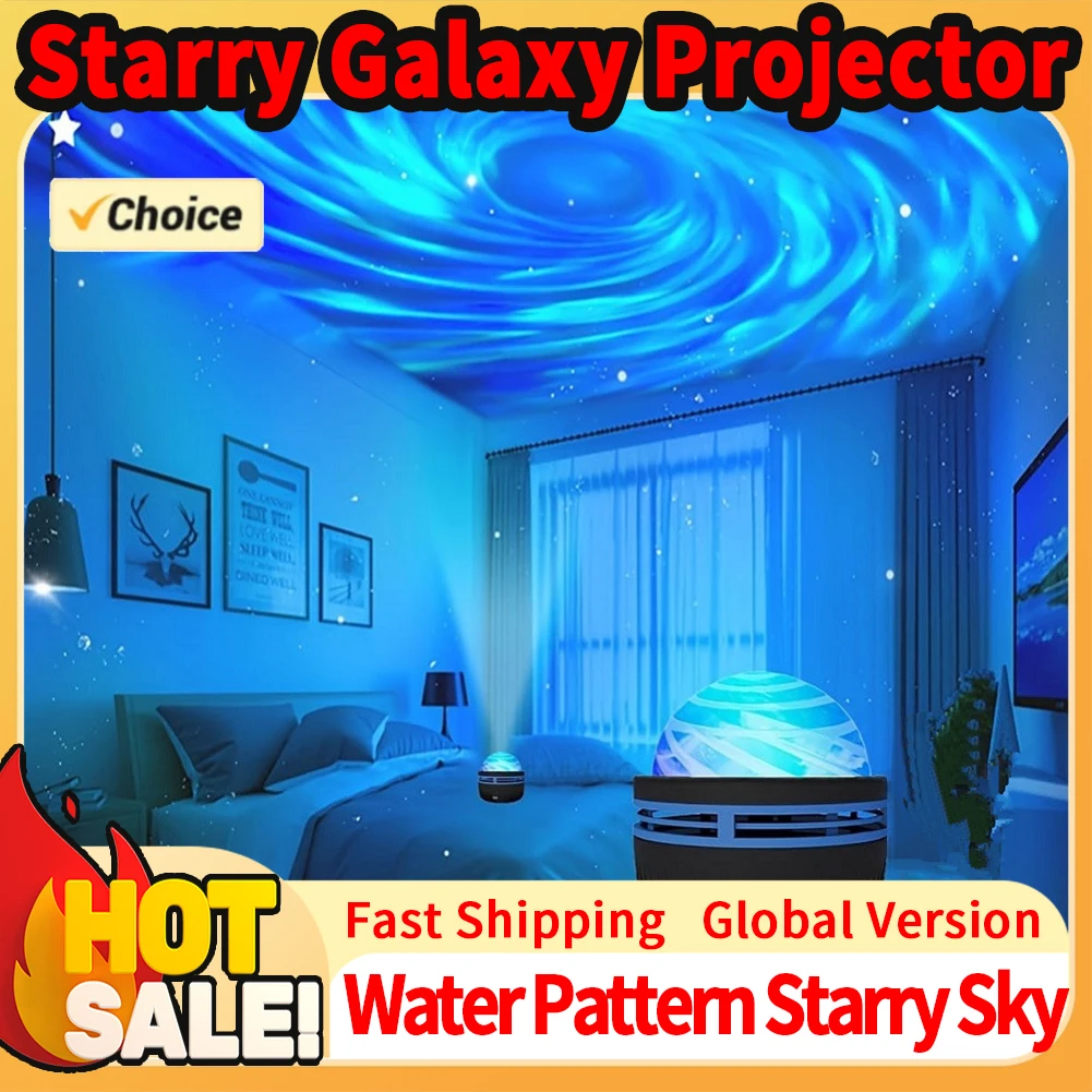 New Galaxy Projection Light LED Water Pattern Starry Sky Lamp Aurora Projector Light Mini Moon Star Night Light for Room Decor