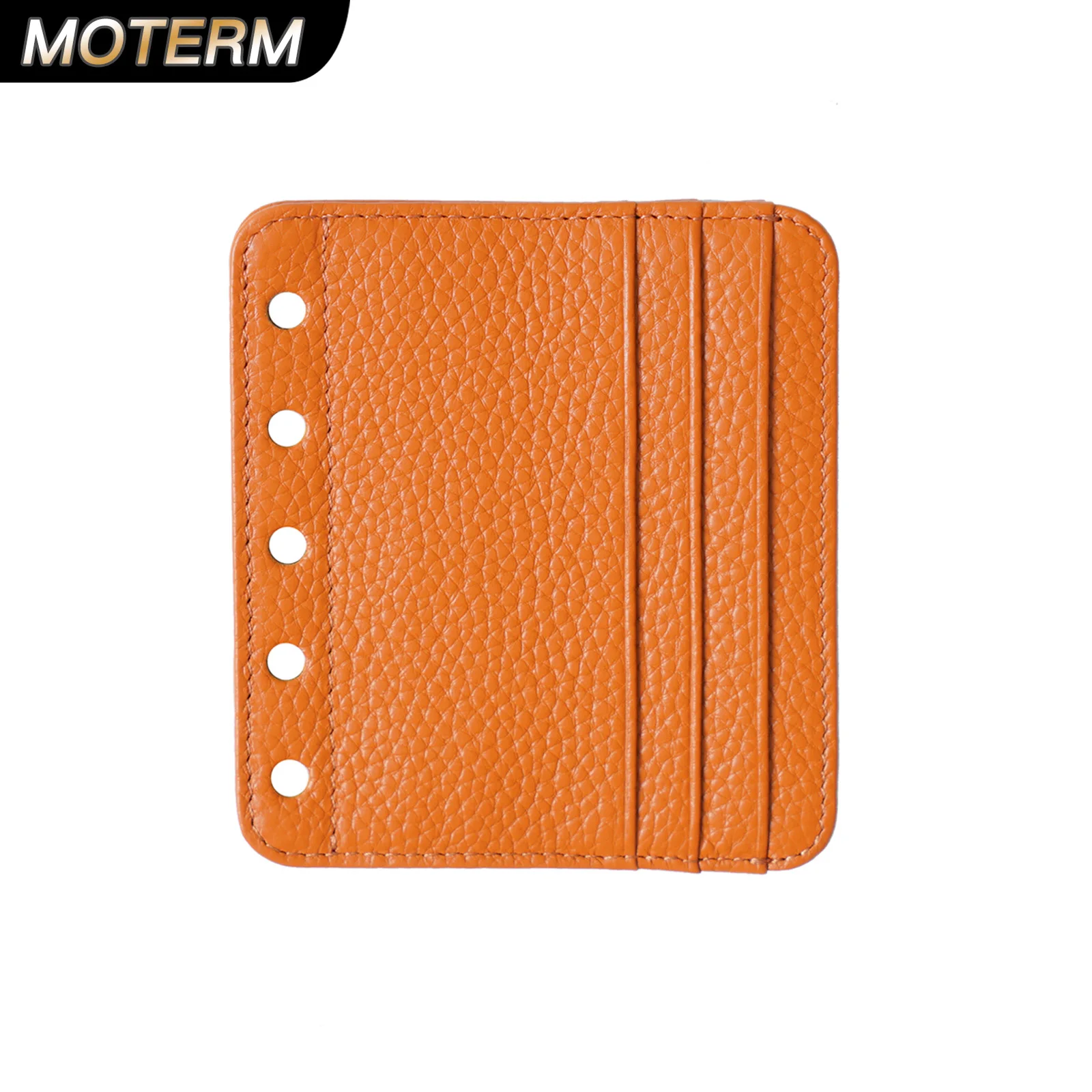 Moterm Card Holder Flyleaf for Ring Planner with 6 Card Slot And a Middle Pocket Cowhide ID Credit Card Bag Notebook Accessory