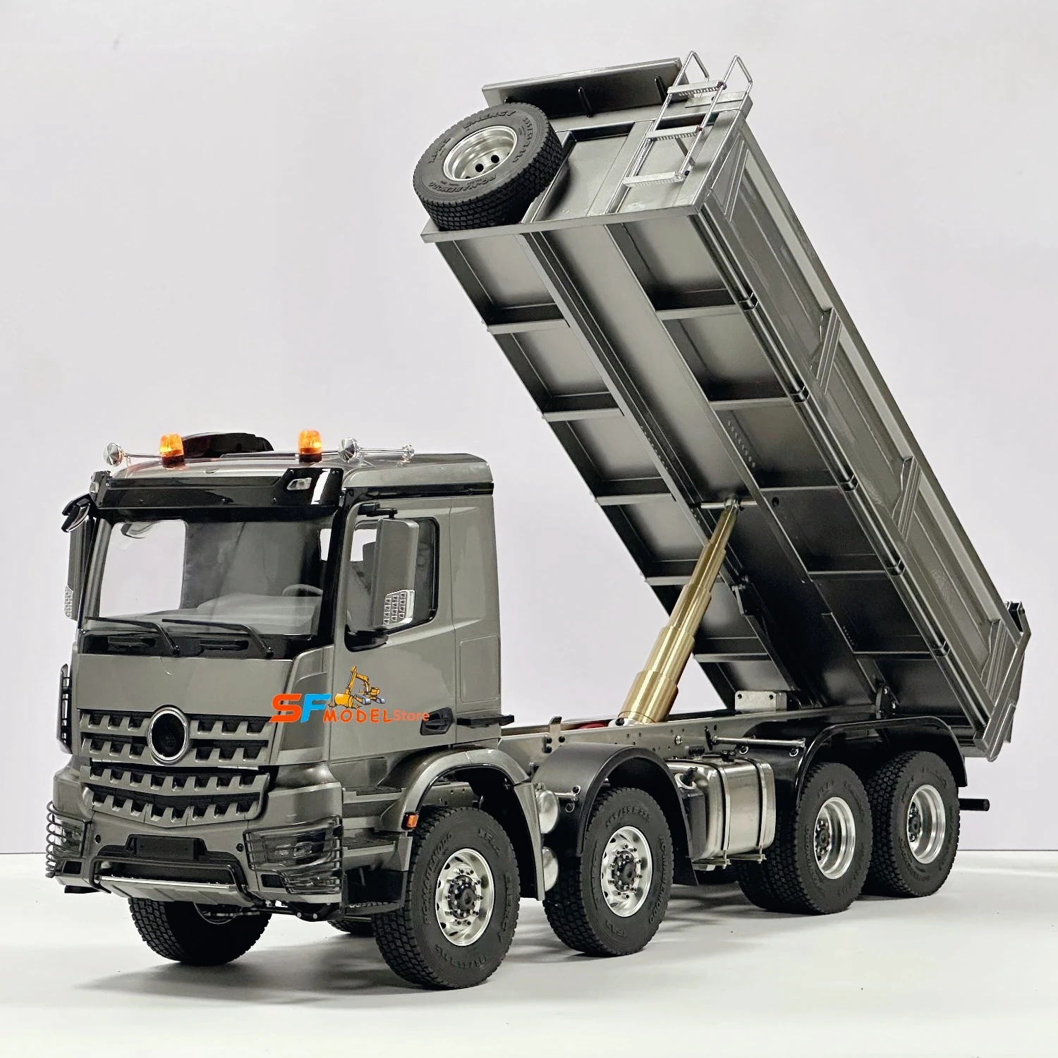 1/14 8x8 유압식 RC 덤프트럭 모델, 차동 잠금, 조명 및 사운드 시스템 탑재, 엔지니어링 기계 모델 RC 자동차 장난감