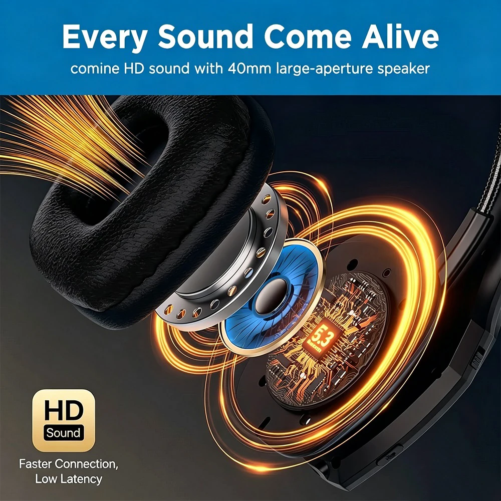 Mpow DH10 Bluetooth V5.3 Headset Wireless Truck Driver Headphones 65 Hrs Hands-free Call Headset with Mic for Call Center Office