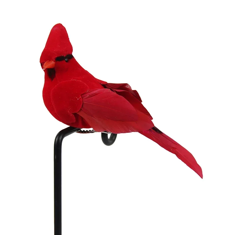 กํามะหยี่สีแดงโฟม Feather Bird เทียมประดิษฐ์ Cardinal นกรุ่นบ้านสวนงานแต่งงานเครื่องประดับตกแต่ง DIY Party