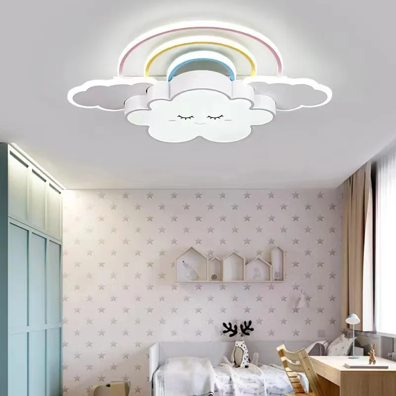 Nursery Cloud Ceiling Light For Kids Room Baby Boy Girl Bedroom deco Cute Pink Lustre Rainbow Ceiling Chandelier Children's lamp