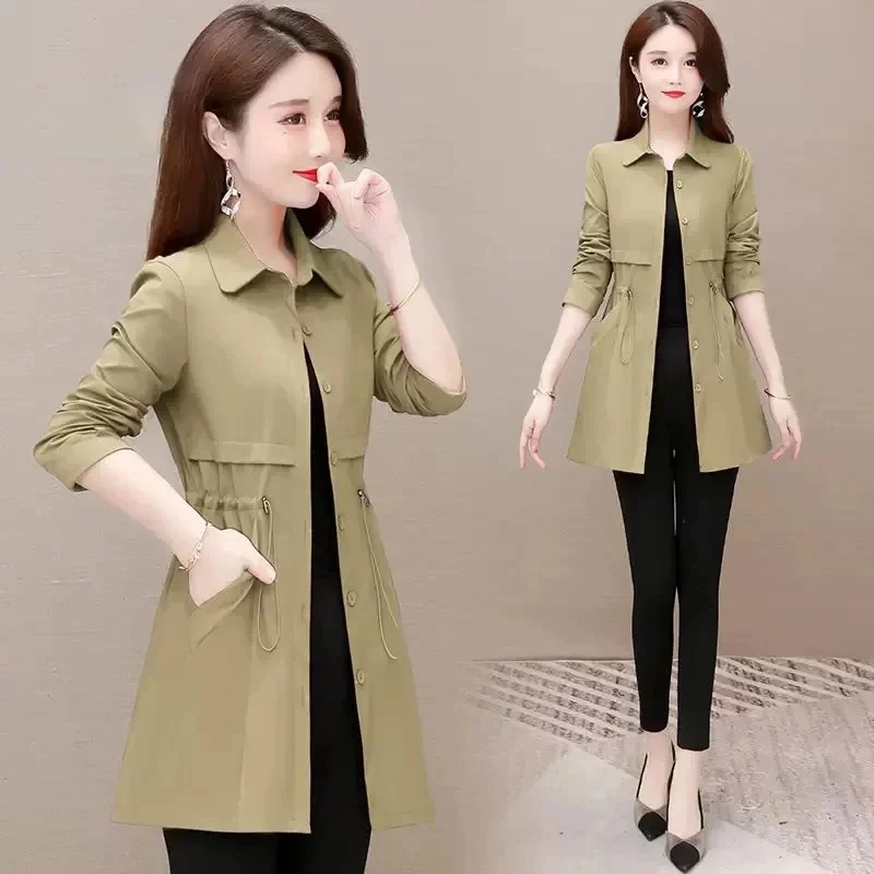 

2024 New Women's Single-Breasted Trench Coat Fashion Autumn Korean Loose With Lining Female Windbreaker Outerwear Basic Coats