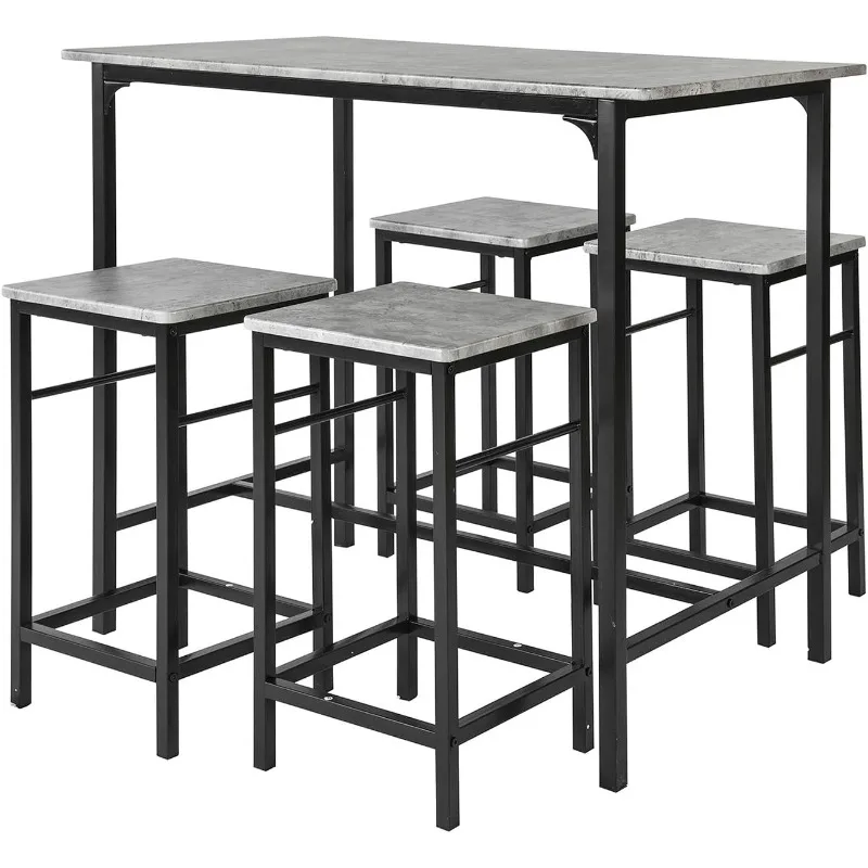 

Dining Set for 4, Dining Table with 4 Stools, Home Kitchen Breakfast Table, Bar Table Set, Bar Table with 4 Bar Stools