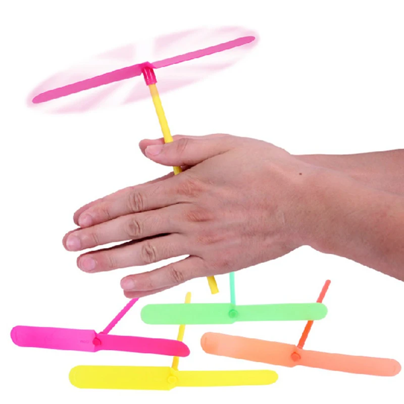 Youne shone Plastic Hopter Helicopter Bamboo Dragonfly Flying Classic Traditional Children outdoorToys Baby Game Spiral Arrows