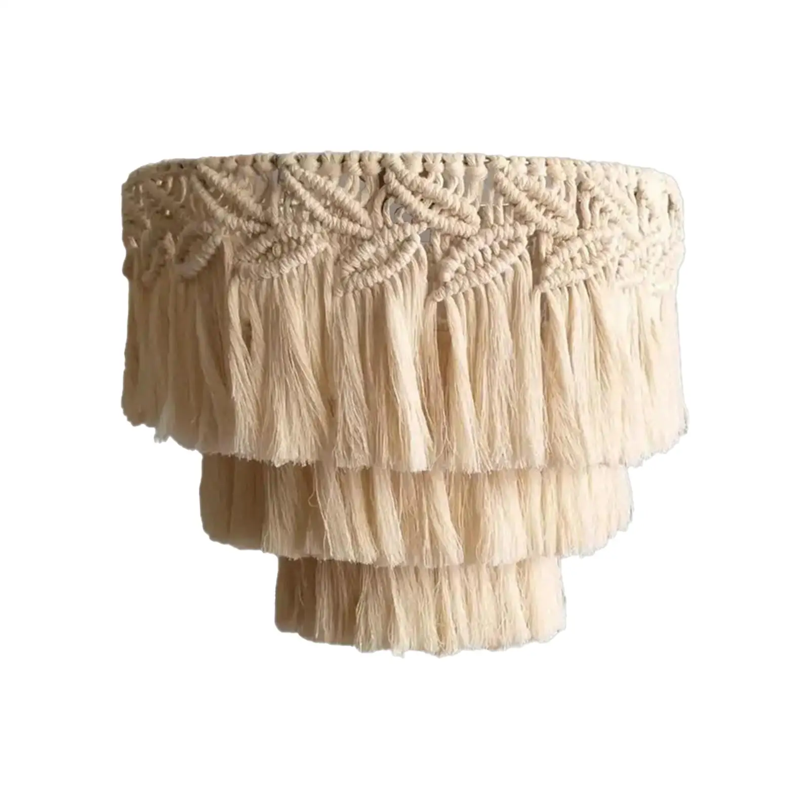 Macrame Lamp Shade Hanging Light Cover Handmade Ornaments Pendant Light Shade for Dorm Office Restaurant Decoration