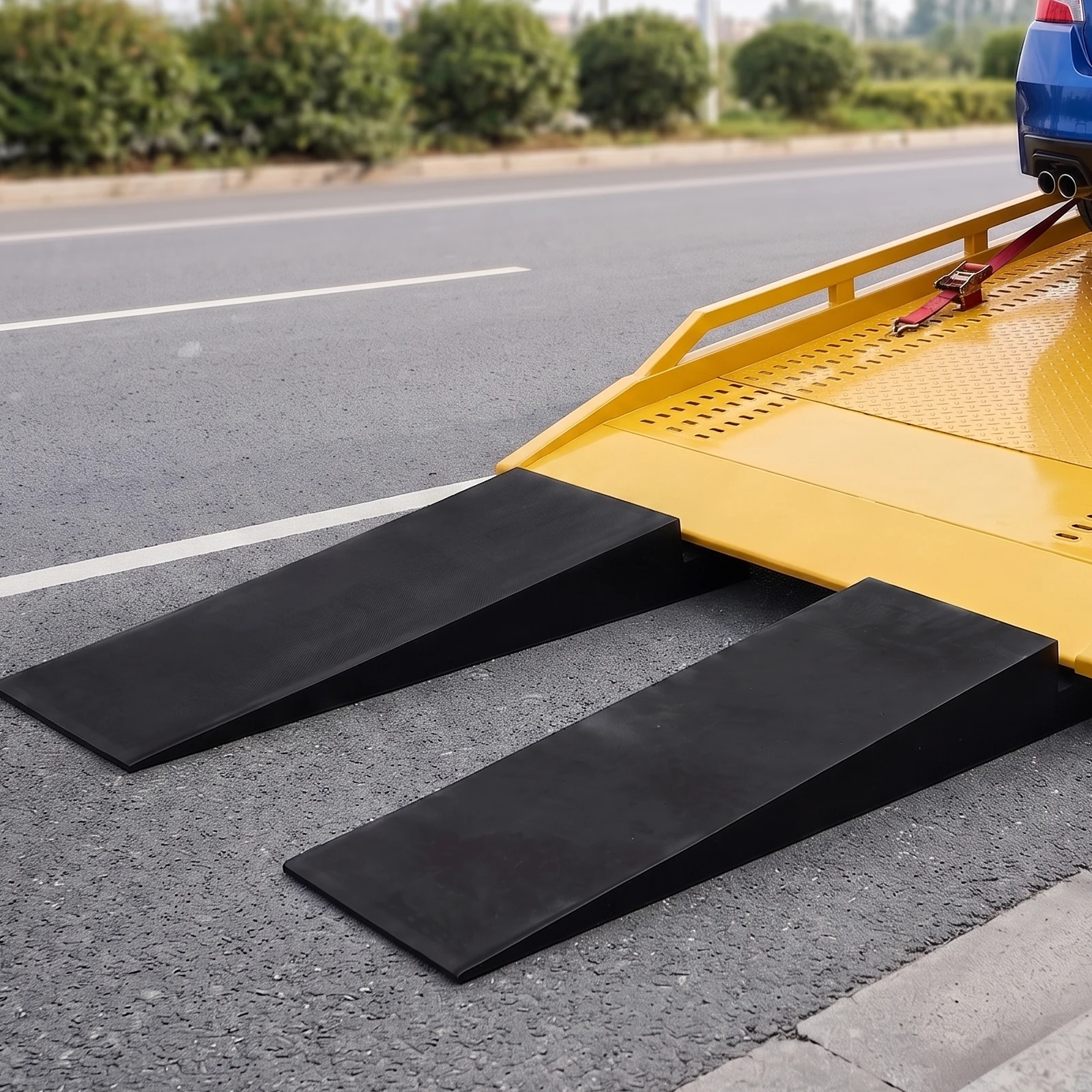 Expanded Foam Ramps 2-Pack 46x14x4 In for Low Clearance Cars Trailers Flocked Surface 3000 Lbs Lightweight And Non-scratch