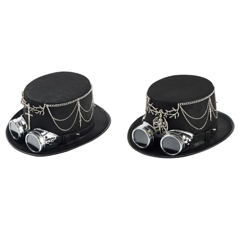 

Elegant Cap Dark Charm Headwear With Metal Chain Gothic Themed Cosplay Costume Accessories Y08E