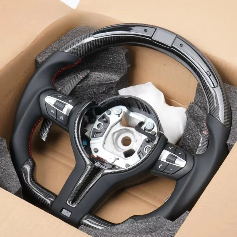 Customized  Carbon Fiber Steering Wheel for  F30 F31 F31 F25 F15 F16 F20 F21 F40 F52 F22 F23 F44 F45 F46 with LED Flat Bottom