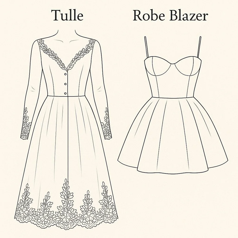 Elegant Short Wedding Dress Customized V-Neck Long Sleeves Lace Applique Wedding Party Dresses Tea Length A Line Evenin Gown